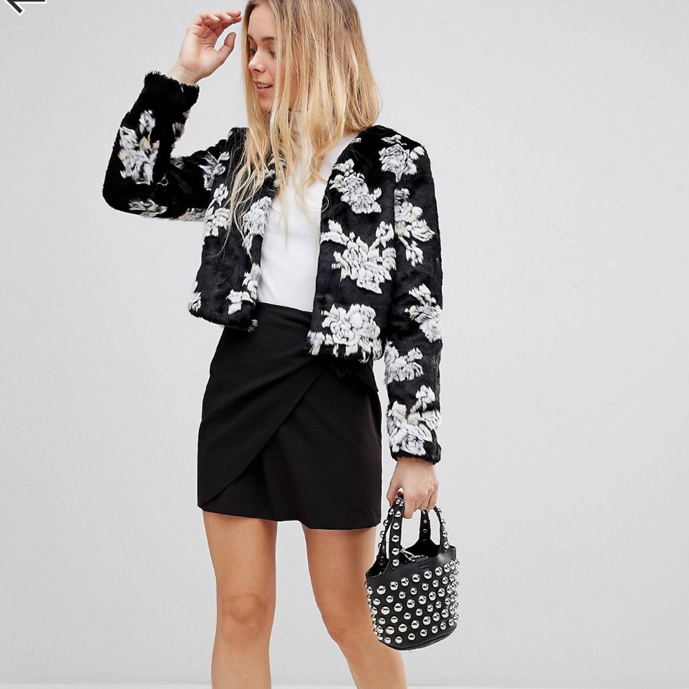 Girls on Film Coat in Floral Faux Fur